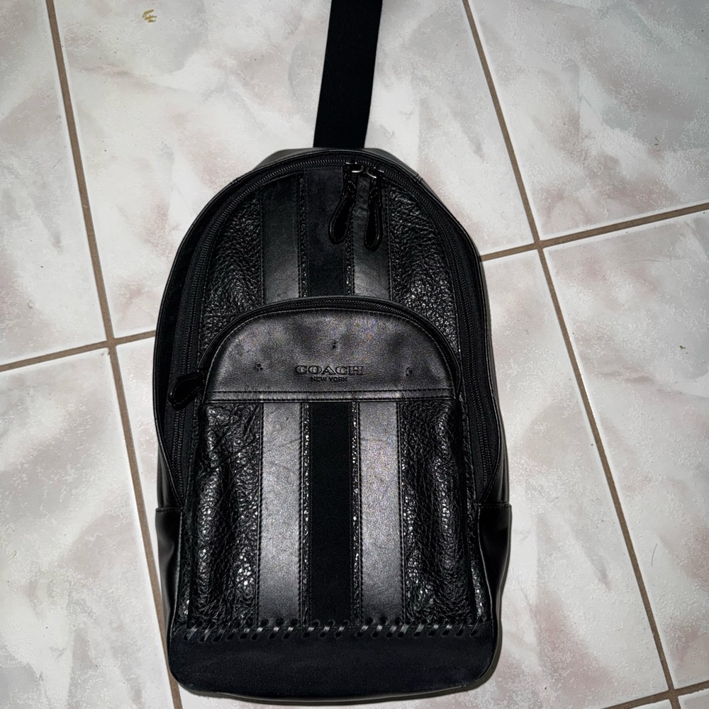 Coach Men's Houston Bag Black W/ Baseball Stitch Pre Owned